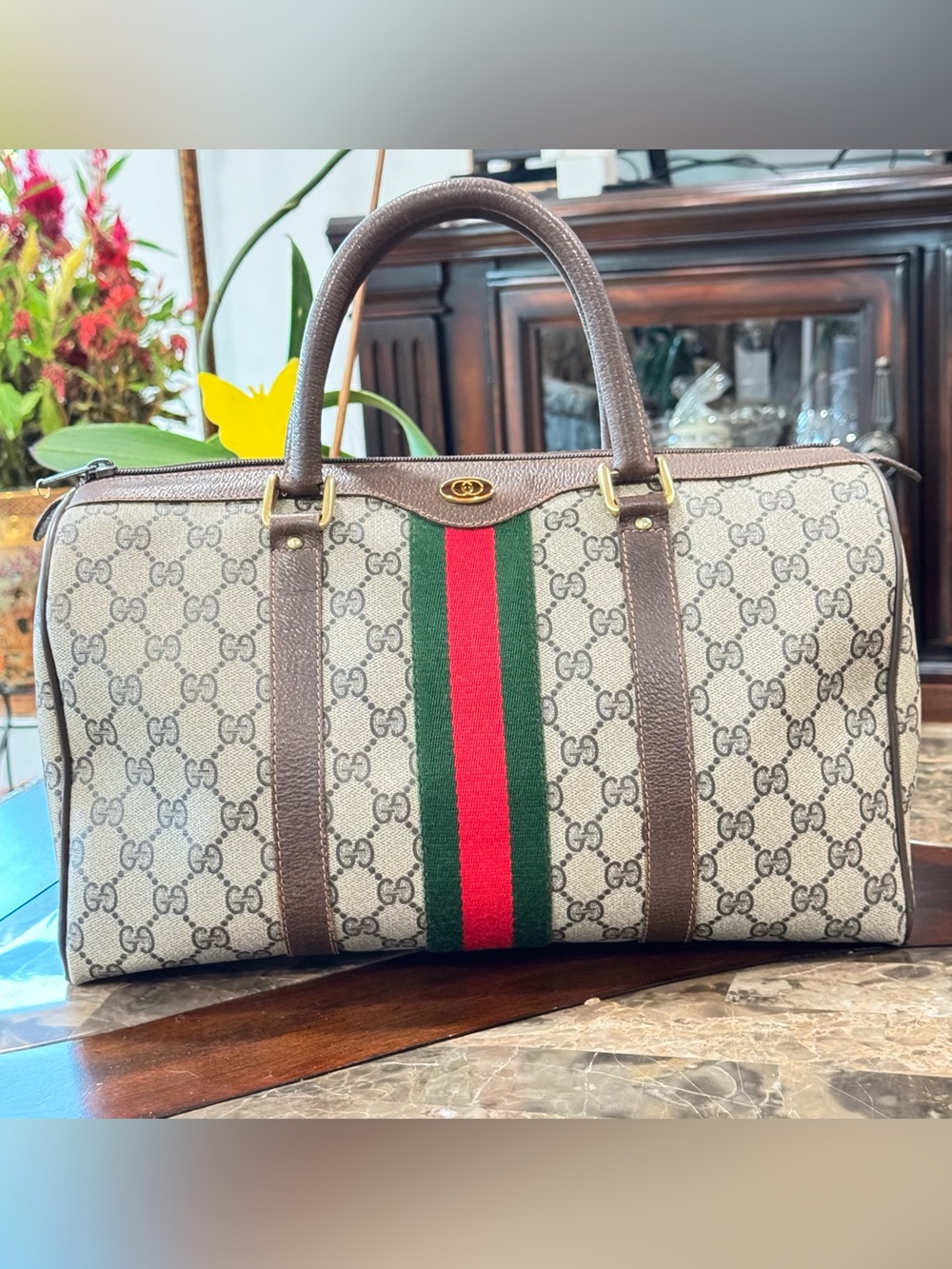 Vintage Gucci Boston GG Web Canvas Sherry Line handbag - Picture 14 of 14